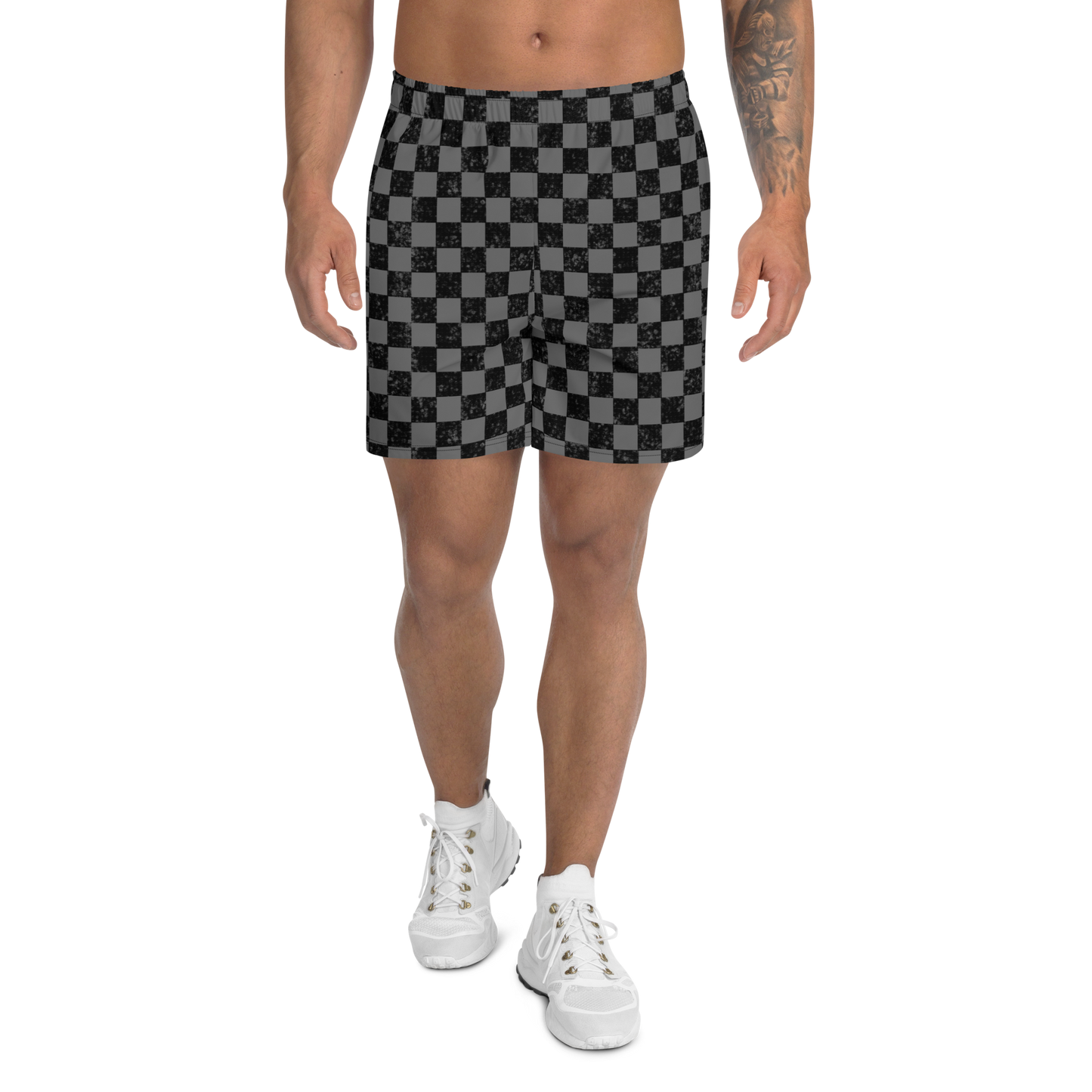 Checkered - Dark Gray Black Men's Recycled Shorts