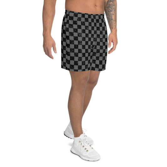 Checkered - Dark Gray Black Men's Recycled Shorts