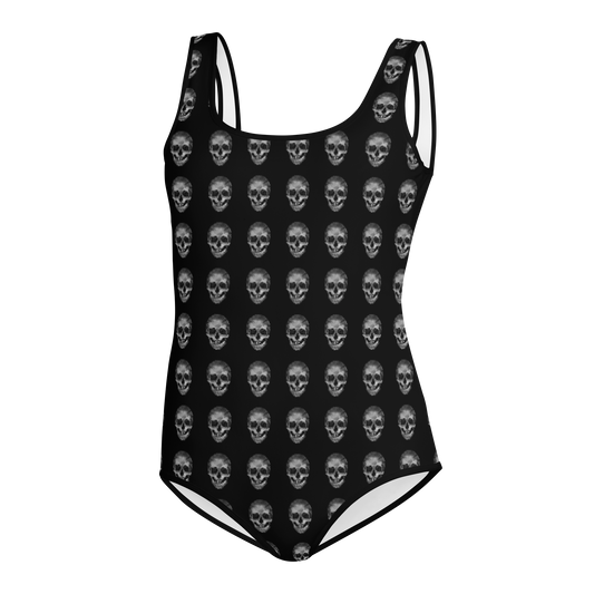 Skulls - Youth Girls Black One- Piece Swimsuit