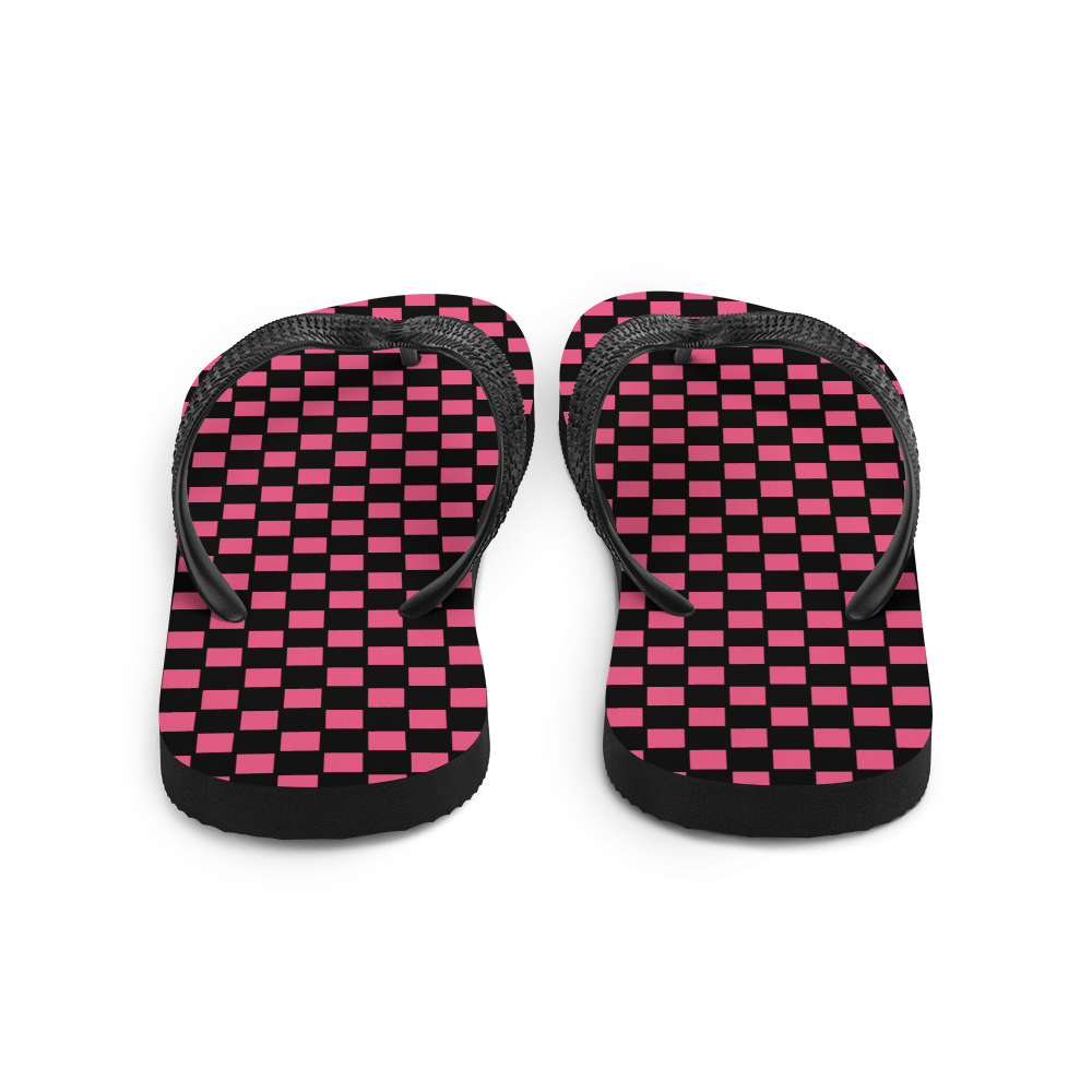 Pink Checkers - Unisex Adult Checkered Flip-Flops