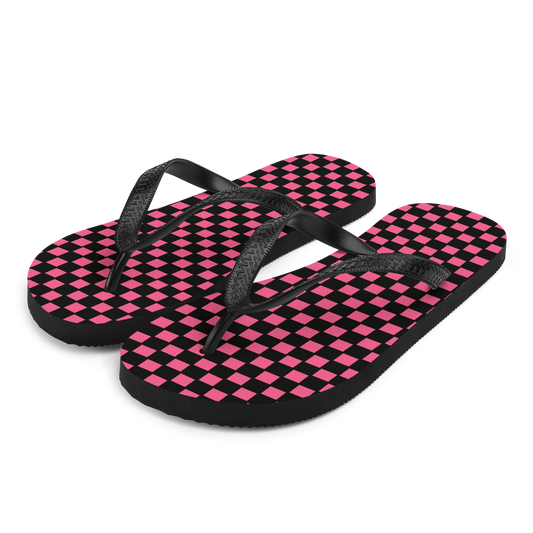 Pink Checkers - Unisex Adult Checkered Flip-Flops